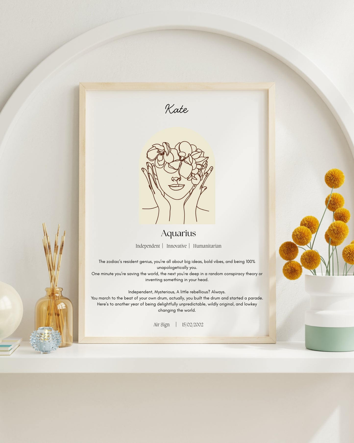 Personalised Aquarius Zodiac Print