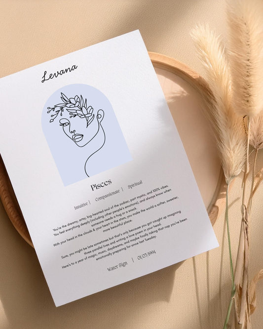 Personalised Pisces Zodiac Print