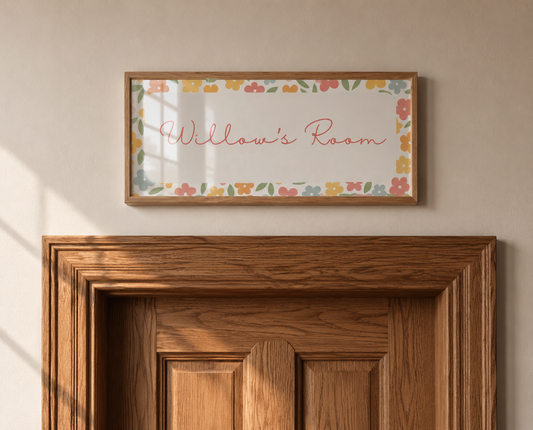 Personalised Retro Floral Bedroom Name Sign