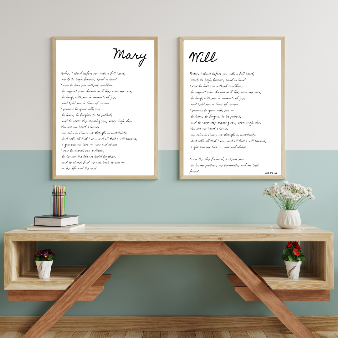 Remember your special day, everyday! Wedding Vow Print