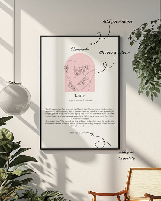 Personalised Taurus Zodiac Print