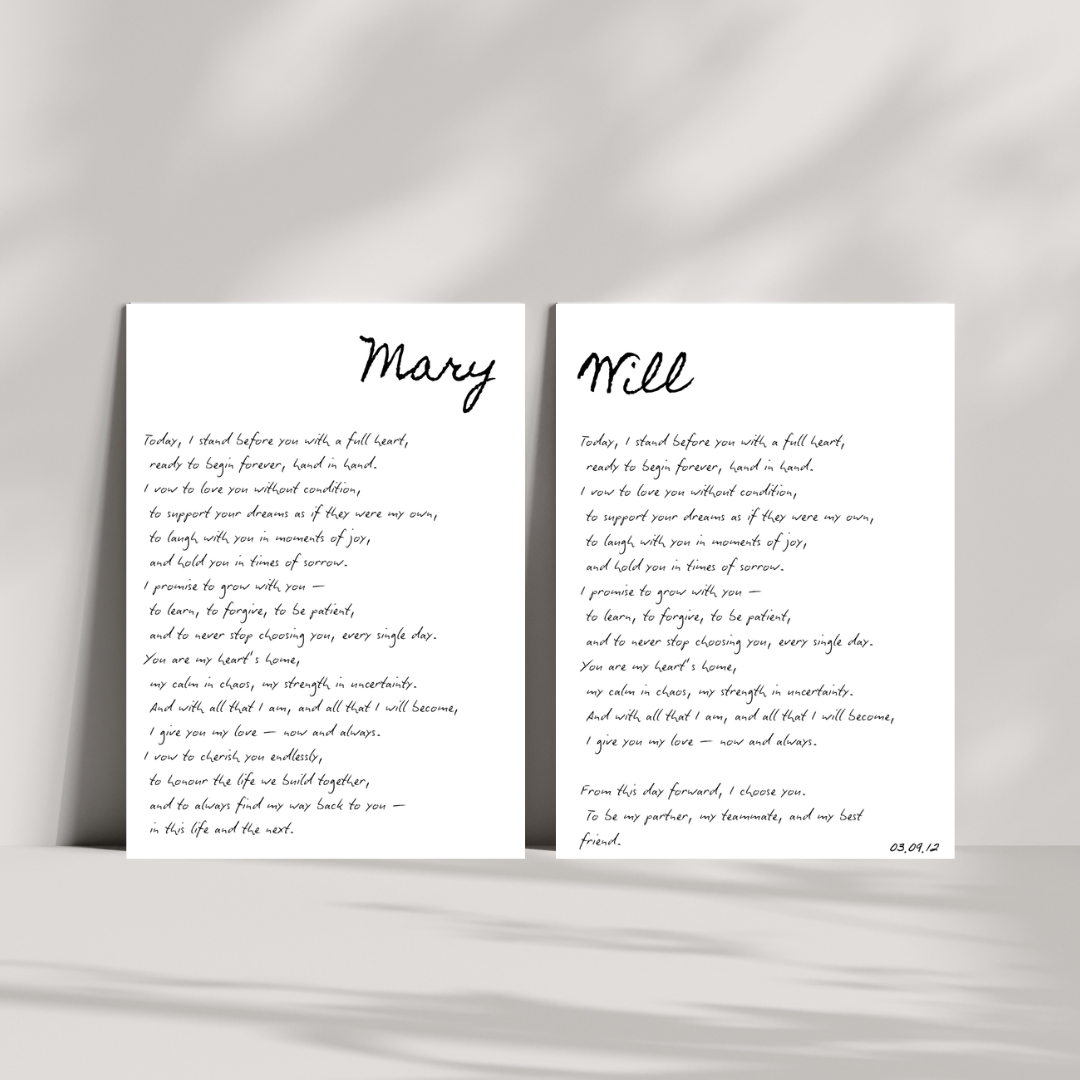 Remember your special day, everyday! Wedding Vow Print