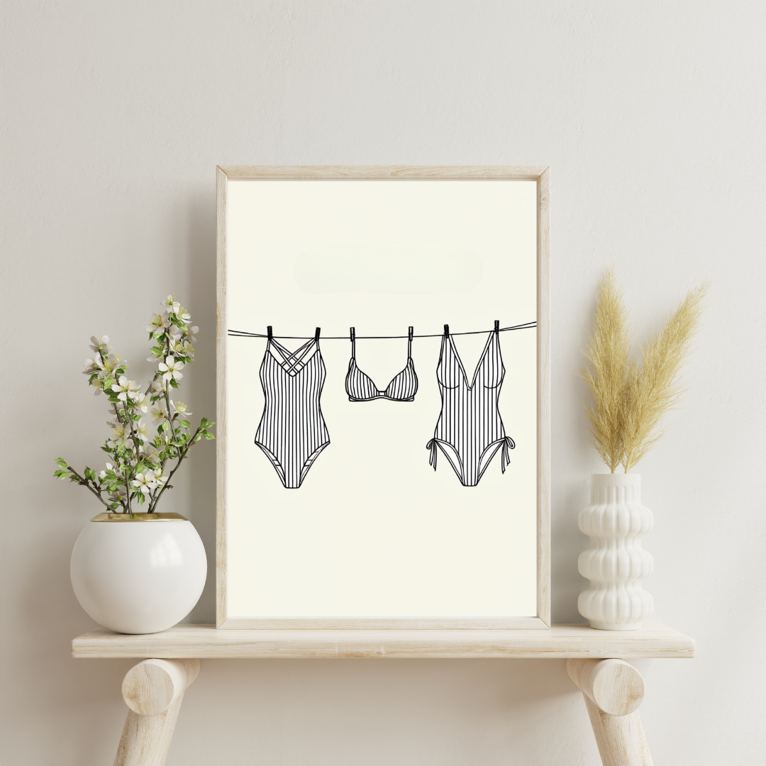 Minimalist Swimsuit Line Art Print | Summer Beach Wall Decor