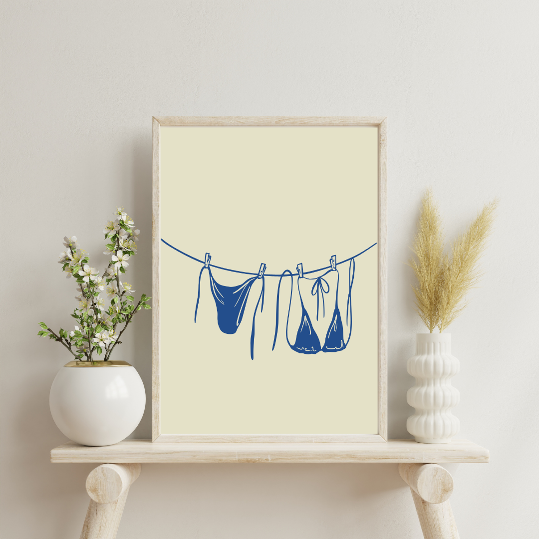 Minimalist Swimsuit Line Art Print | Summer Beach Wall Decor