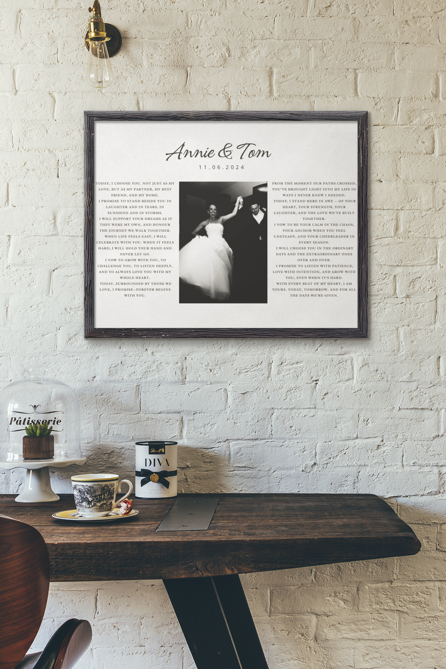 Custom Black & White Wedding Vow Print
