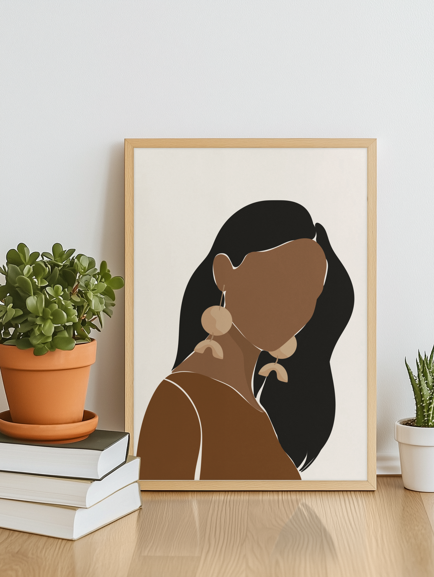 Earthy Elegance - Boho Abstract Woman Portrait Print