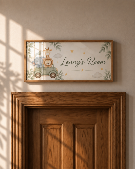 Little Safari – Personalised Nursery Name Sign.