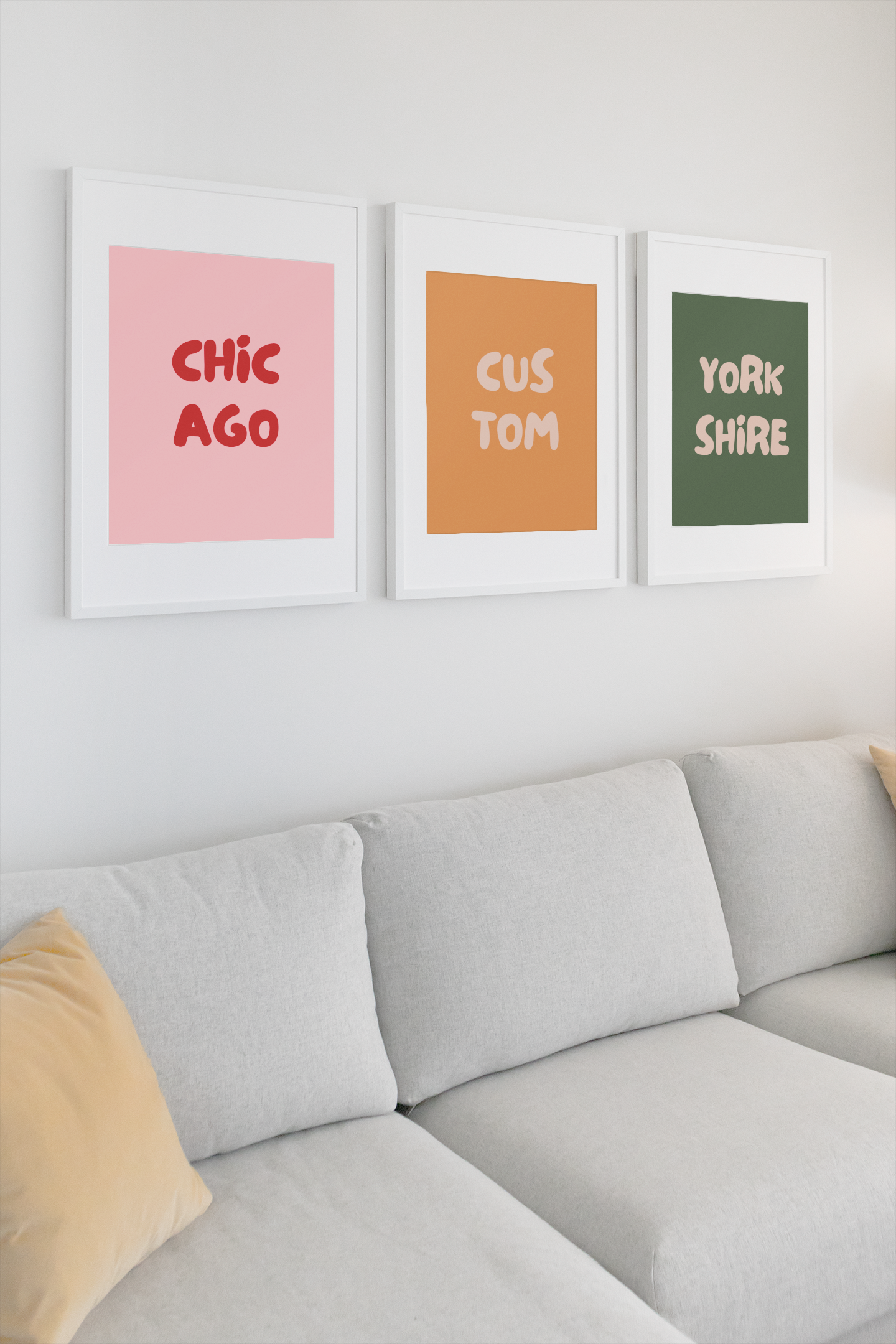 Personalised Retro Location Art Print | Colourful Bold Minimalist Typography