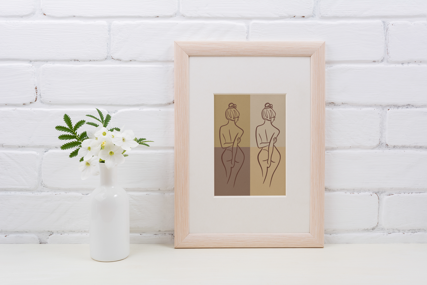 Brown Aesthetic Minimalist Line Art Print