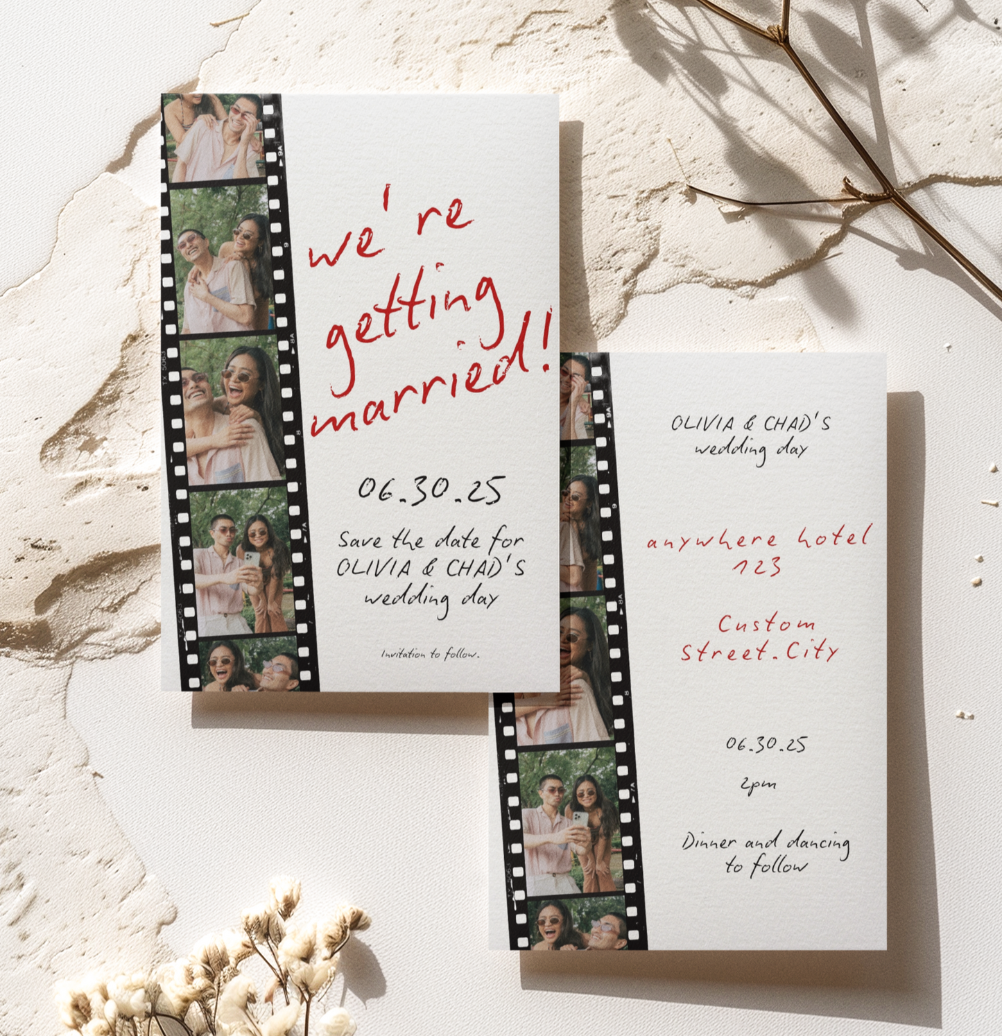 Personalized Polaroid Wedding Invitation | Photo Booth Wedding Announcement | Editable Printable Template | Fun Engagement Card | Custom DIY Invite