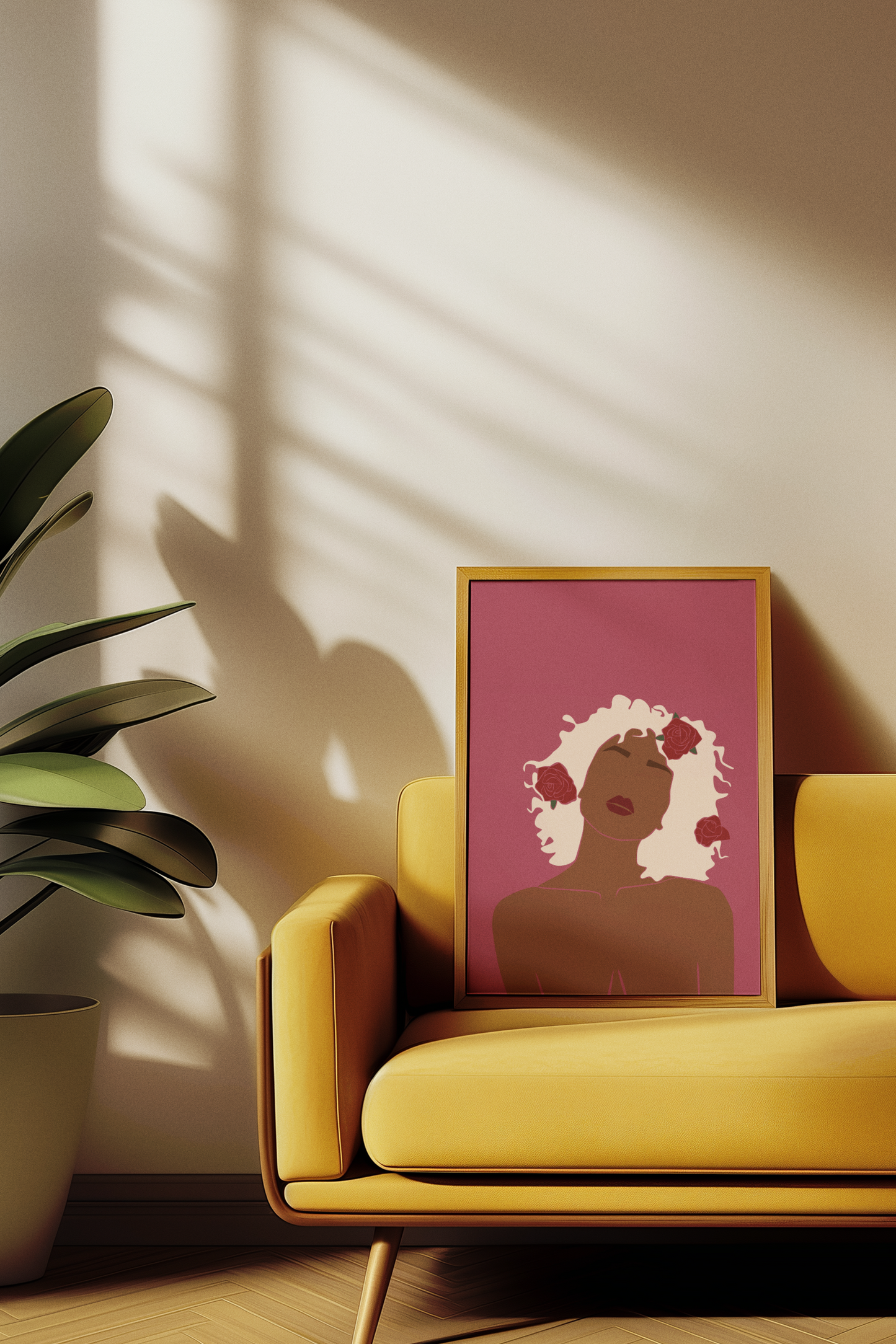 Divine Bloom – Minimalist Afro Feminine Silhouette Art Print