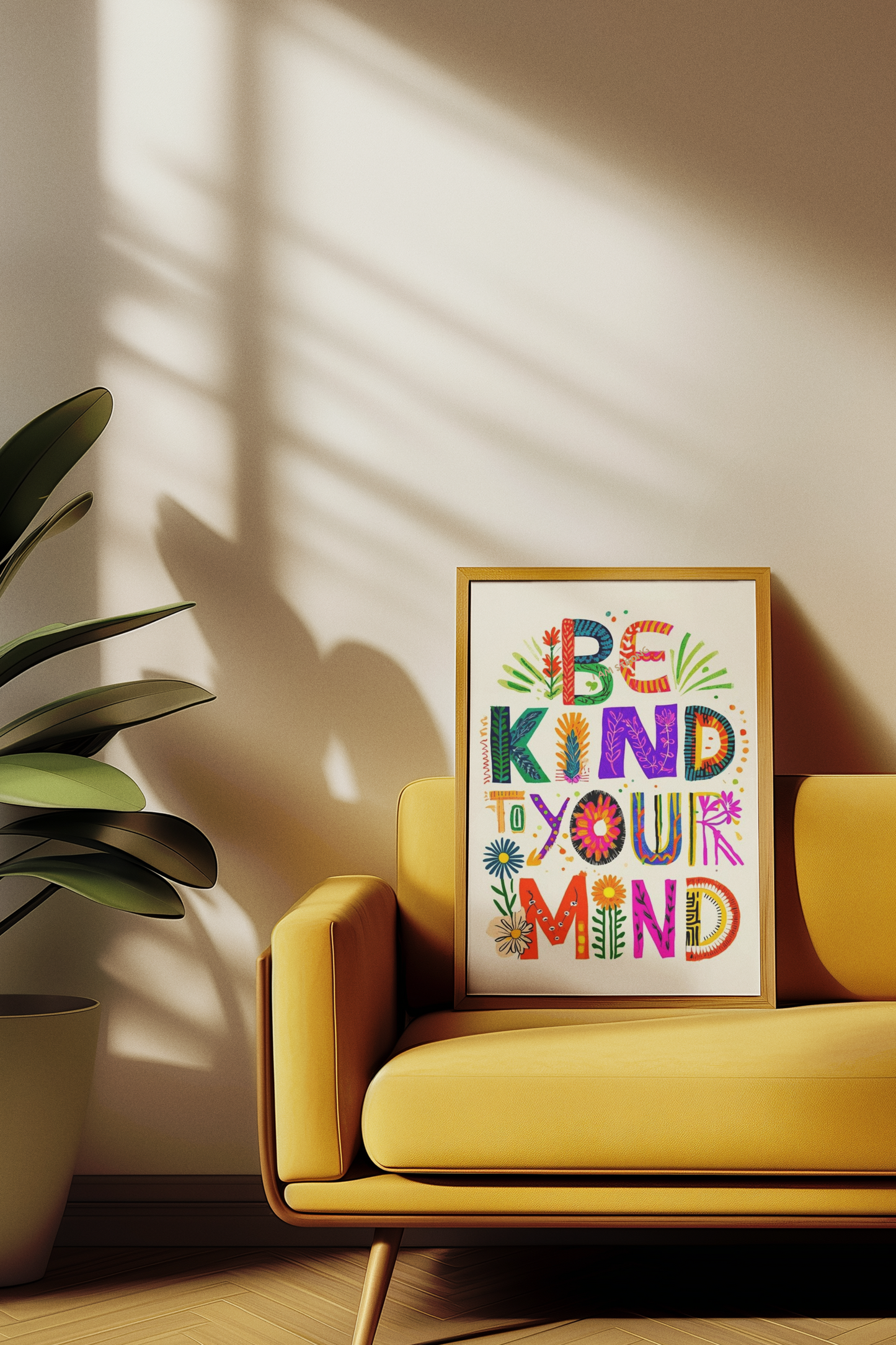 Be Kind To Your Mind - Colourful Affirmation Art Print
