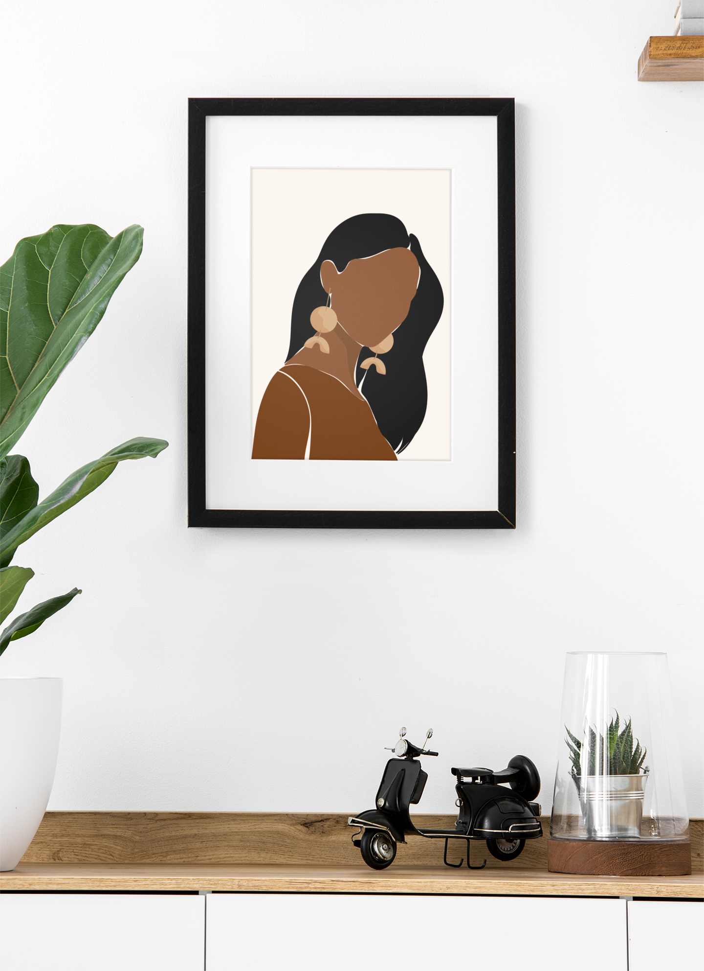 Earthy Elegance - Boho Abstract Woman Portrait Print
