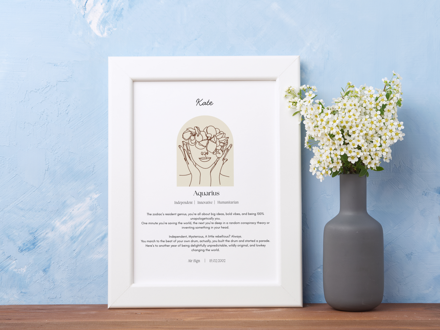 Personalised Aquarius Zodiac Print