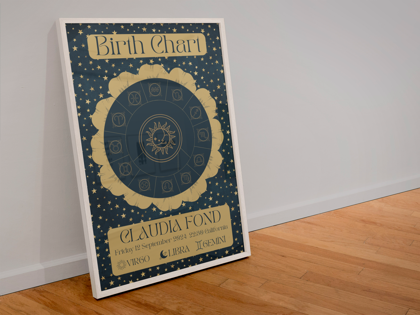 Personalized Vintage Birth Chart – Celestial Astrology Art ✨