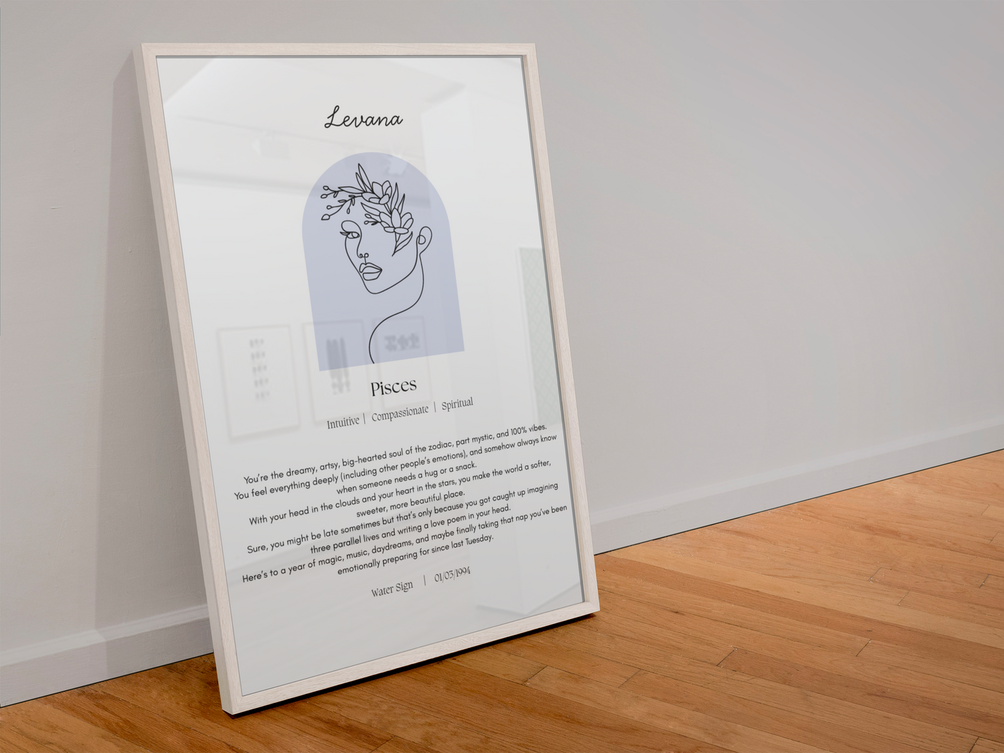 Personalised Pisces Zodiac Print