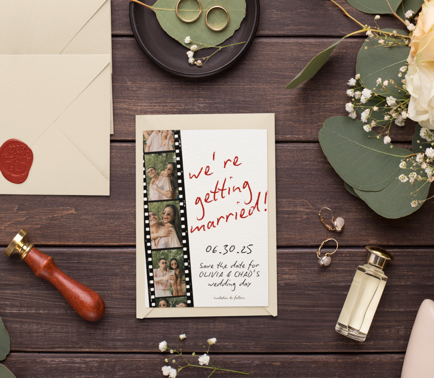Personalized Polaroid Wedding Invitation | Photo Booth Wedding Announcement | Editable Printable Template | Fun Engagement Card | Custom DIY Invite