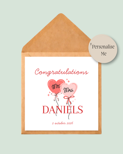 Personalised Wedding Card