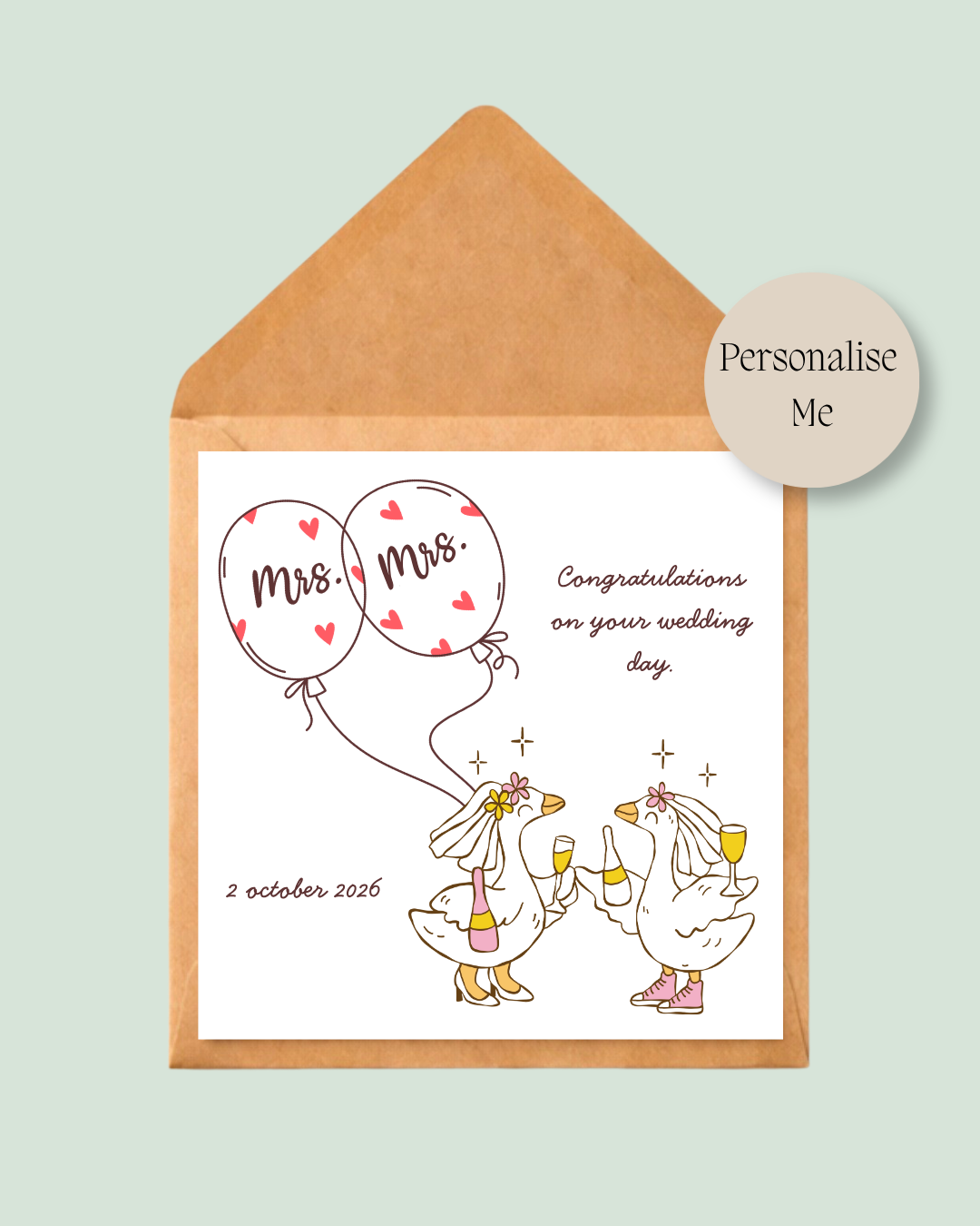 Mrs & Mrs Wedding Card