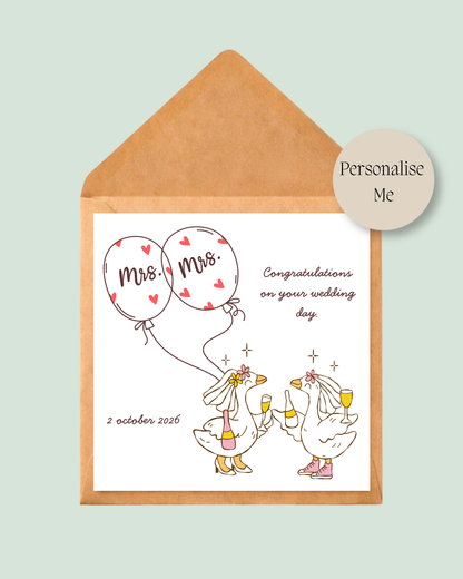 Mrs & Mrs Wedding Card