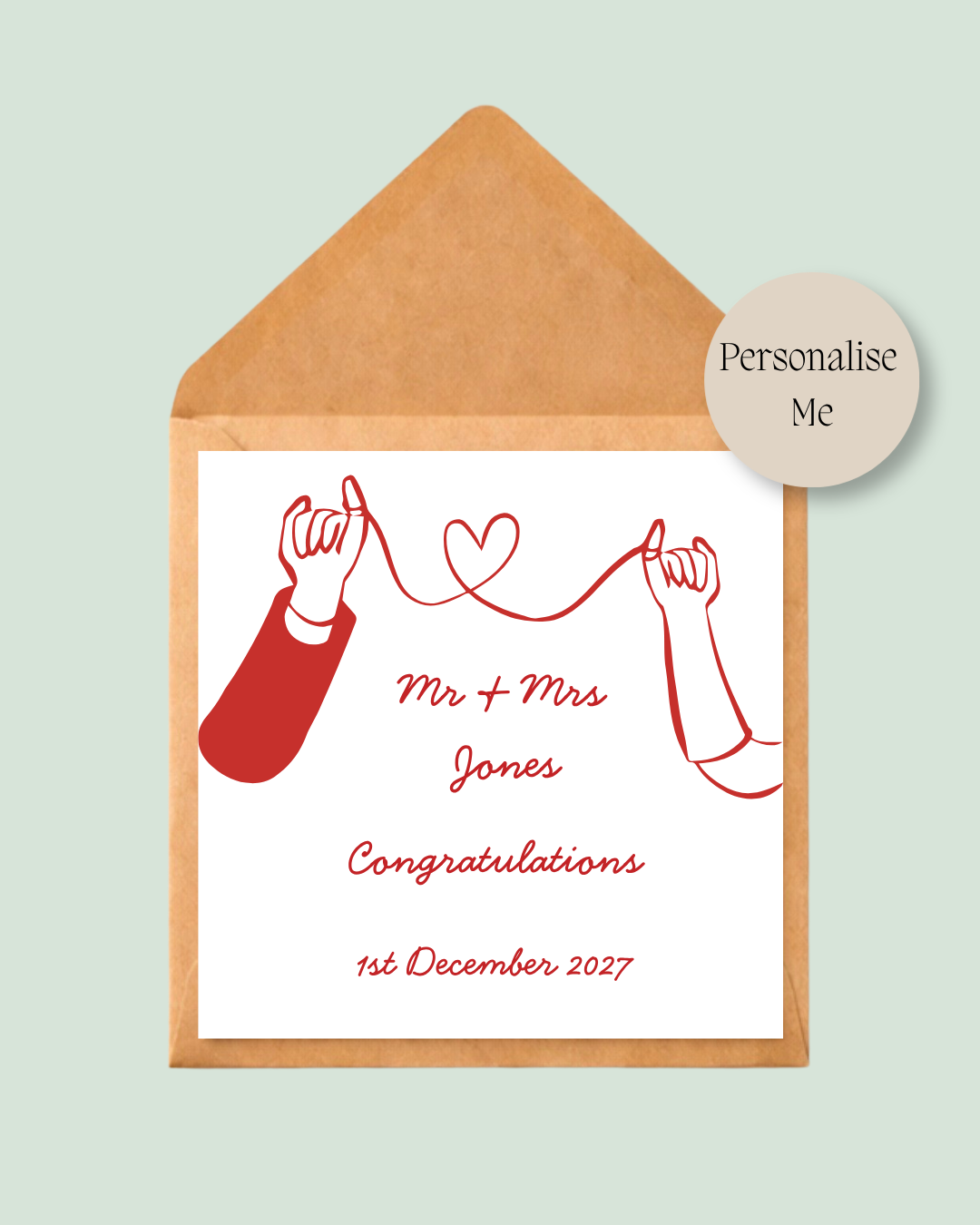 Pinkie Promise Illustration, Wedding Card