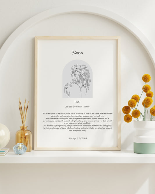 Personalised Leo Zodiac Print