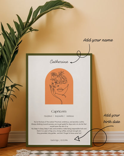 Personalised Capricorn Zodiac Print