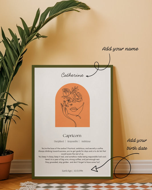 Personalised Capricorn Zodiac Print