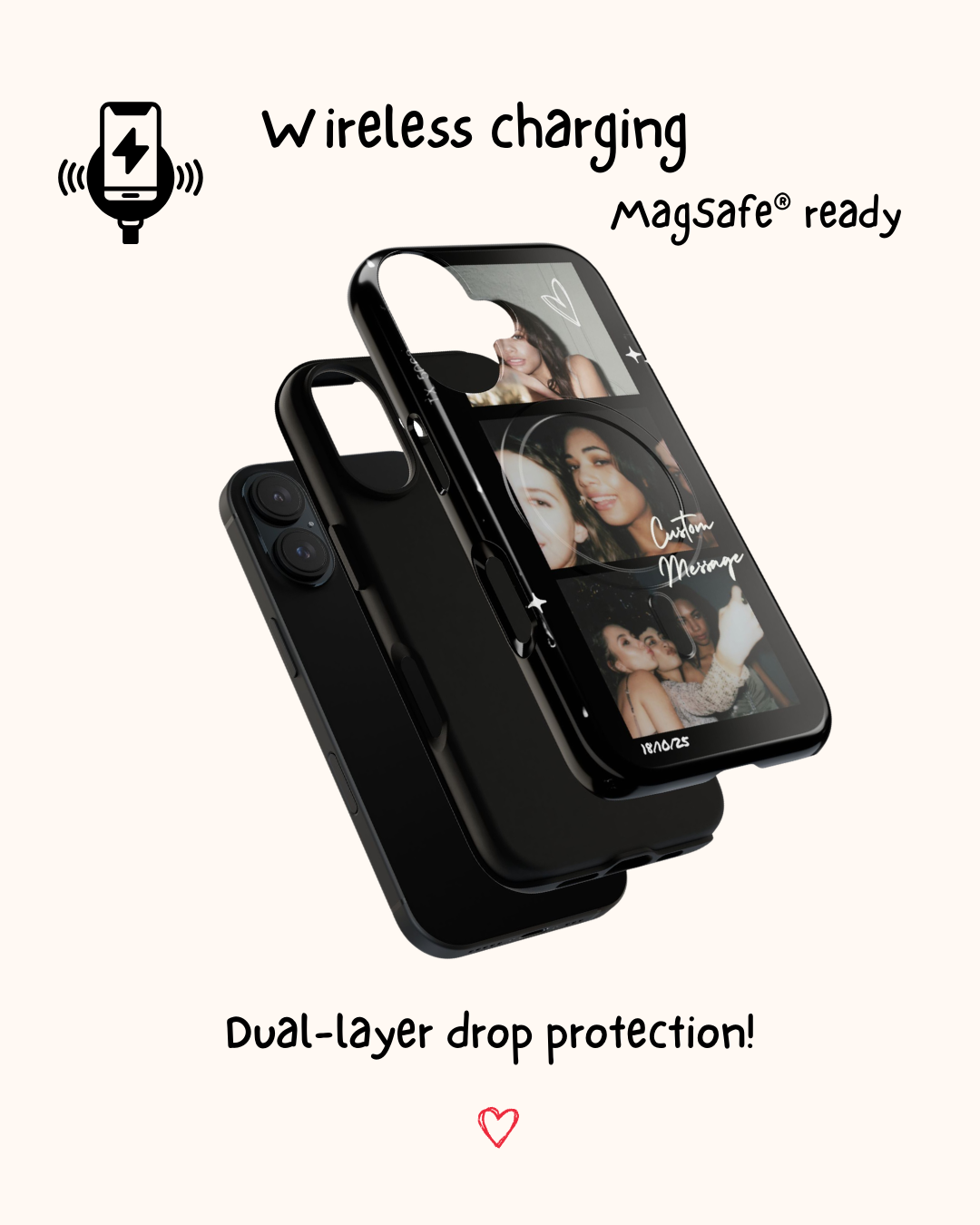 Personalised Polaroid Strip Magnetic iPhone Case 🖤