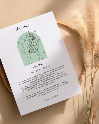 Personalised Gemini Zodiac Print