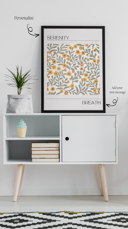 Serenity & Breath - Personalised Floral Art Print