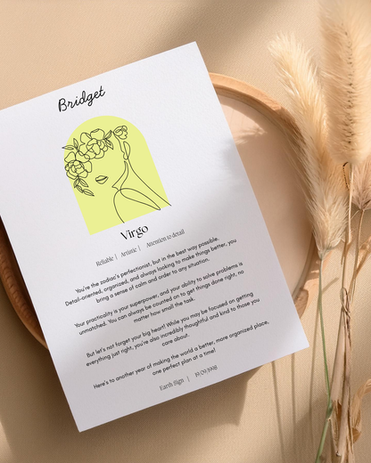 Personalised Virgo Zodiac Print