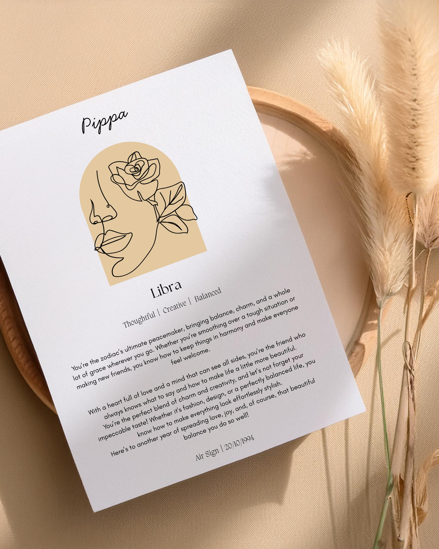 Personalised Libra Zodiac Print