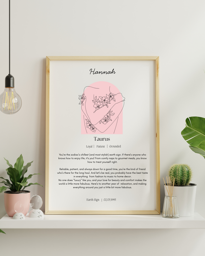 Personalised Taurus Zodiac Print