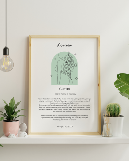 Personalised Gemini Zodiac Print