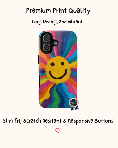 Colourful Retro Hippy Sun iPhone Case 🧡
