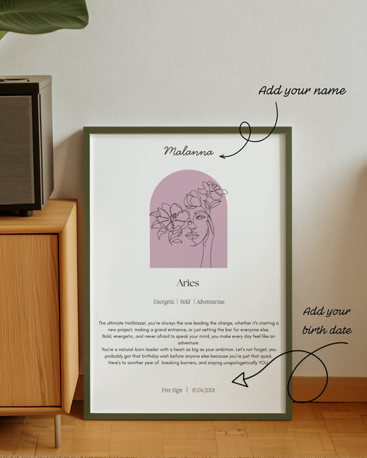 Personalised Aries Zodiac Print