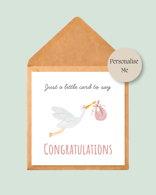 Congratulations New Baby Stork Card