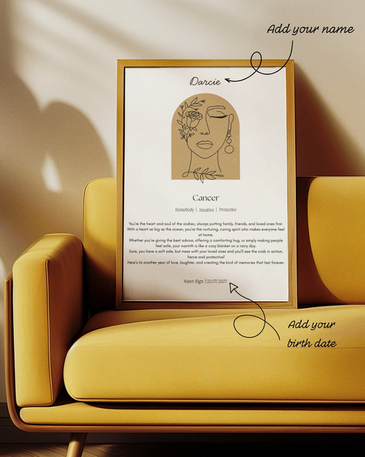 Personalised Cancer Zodiac Print