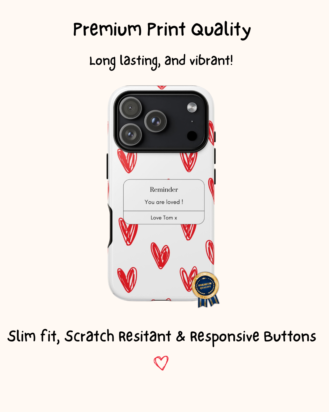 Personalised Message Love Heart Phone Case ❤️