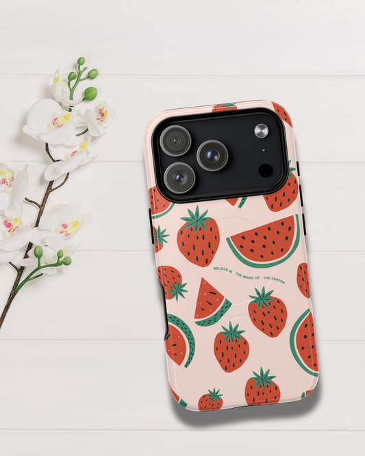 Retro Strawberry Illustrated iPhone Case 🍓