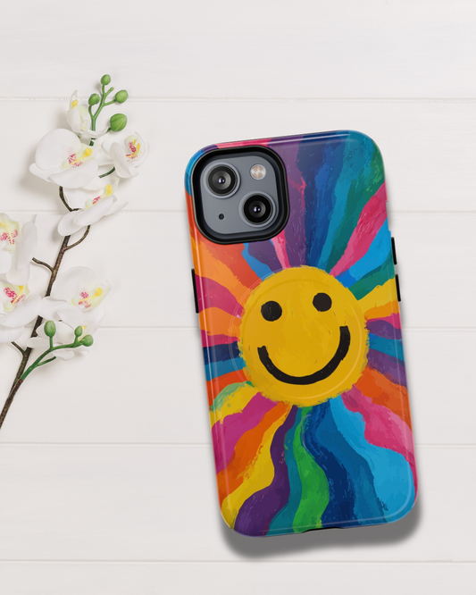 Colourful Retro Hippy Sun iPhone Case 🧡