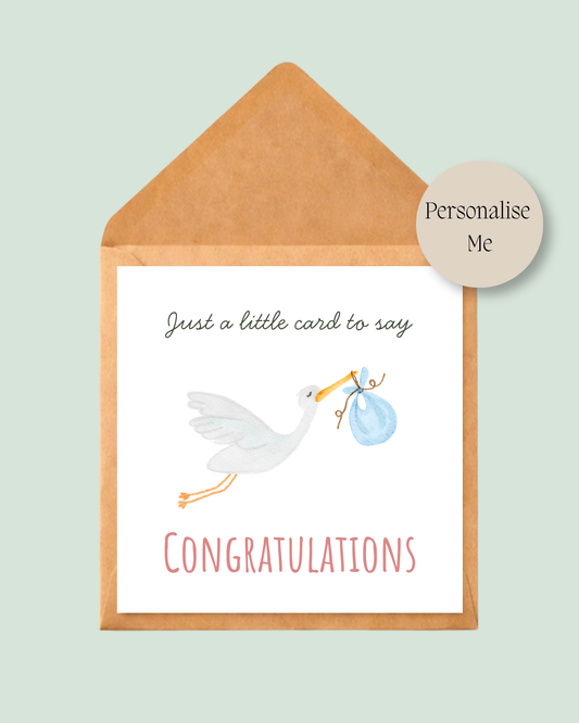 Congratulations New Baby Stork Card