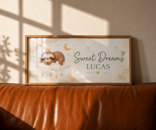 Personalised Sweet Dreams Sloth Nursery Name Sign 🦥