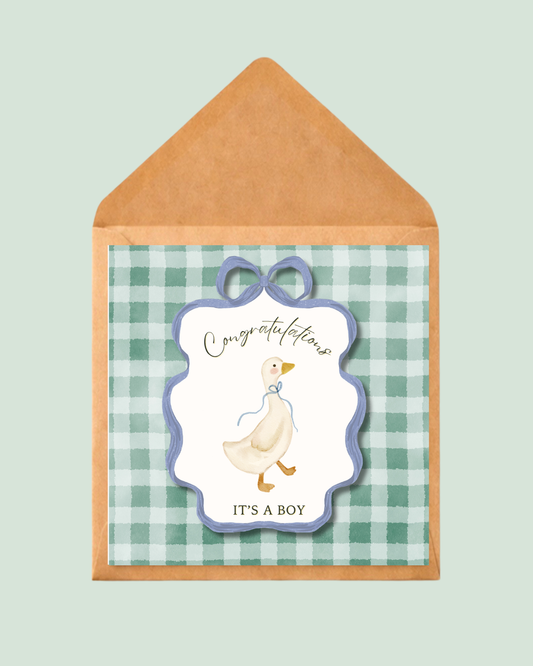 Gingham congratulations card