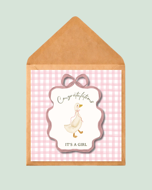 Gingham congratulations card