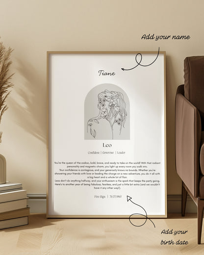 Personalised Leo Zodiac Print