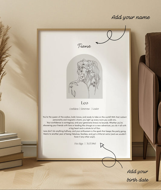 Personalised Leo Zodiac Print