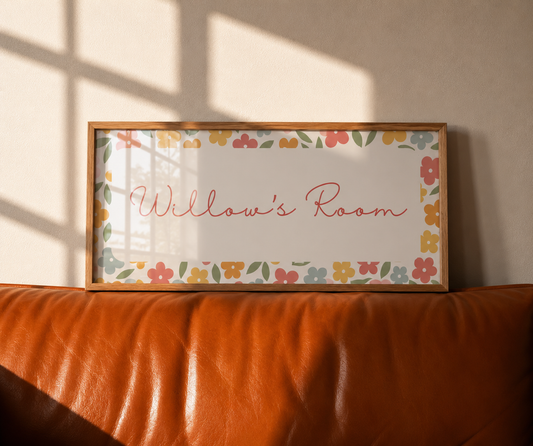 Personalised Retro Floral Bedroom Name Sign