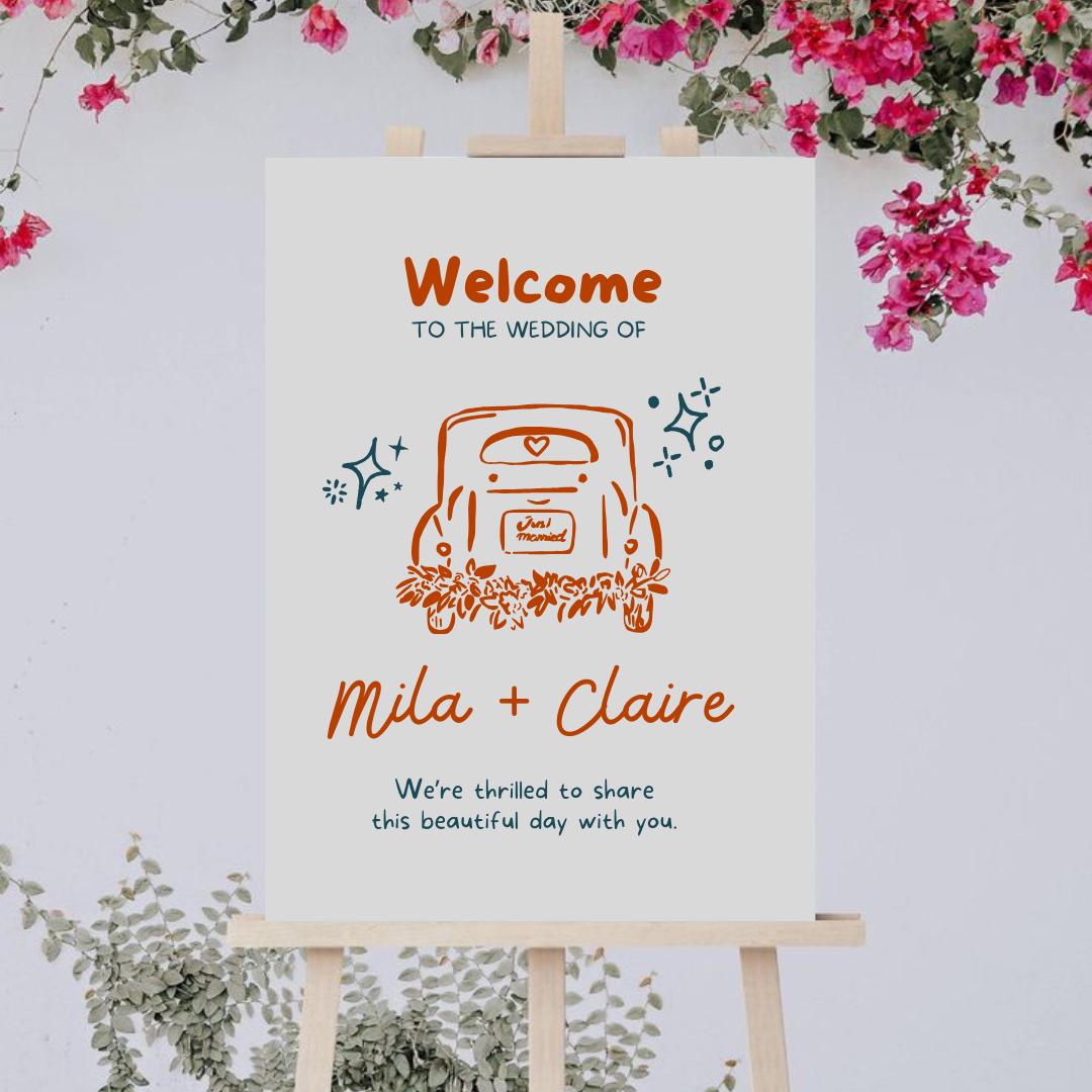 Vintage Wedding Welcome Sign